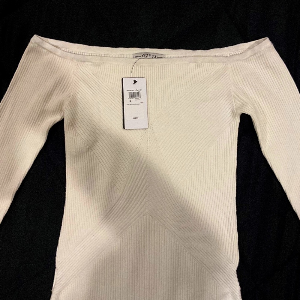 Guess off the shoulder ivory Bell Sleeve Sweater - NWT